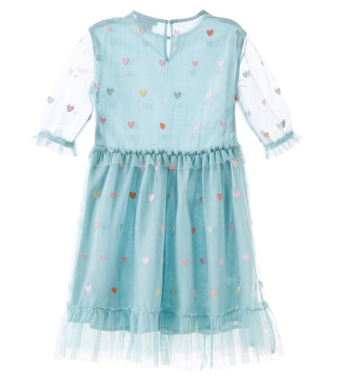 Платье из вышитого тюля Stella McCartney Kids, Grigio/Multicolor — фото 3