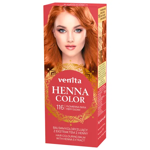 Бальзам для окрашивания волос 116 огненная искра, 75 мл Venita Henna color, цвет 116 płomienna iskra — фото 4