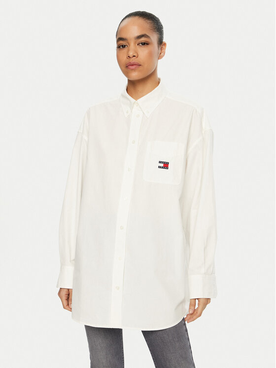 

Рубашка оверсайз DW0DW19357 Tommy Jeans, белый