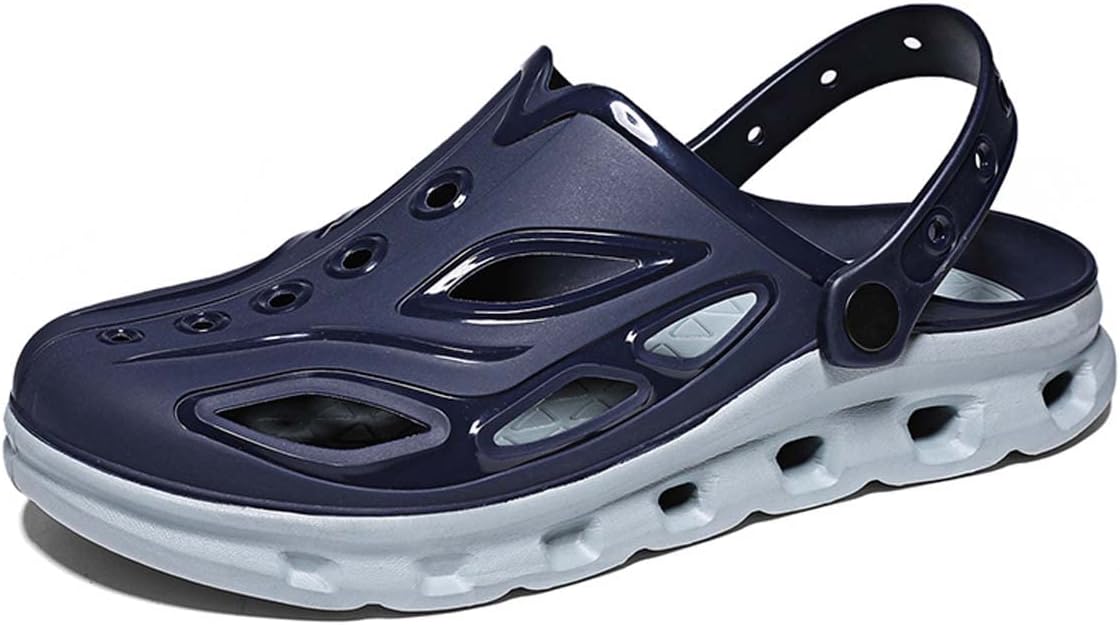 

Мужские и женские легкие и комфортные дышащие садовые сандалии HYDLONGR из резины с плоской подошвой, нескользящие, пляжные тапочки, сабо, синий/серый