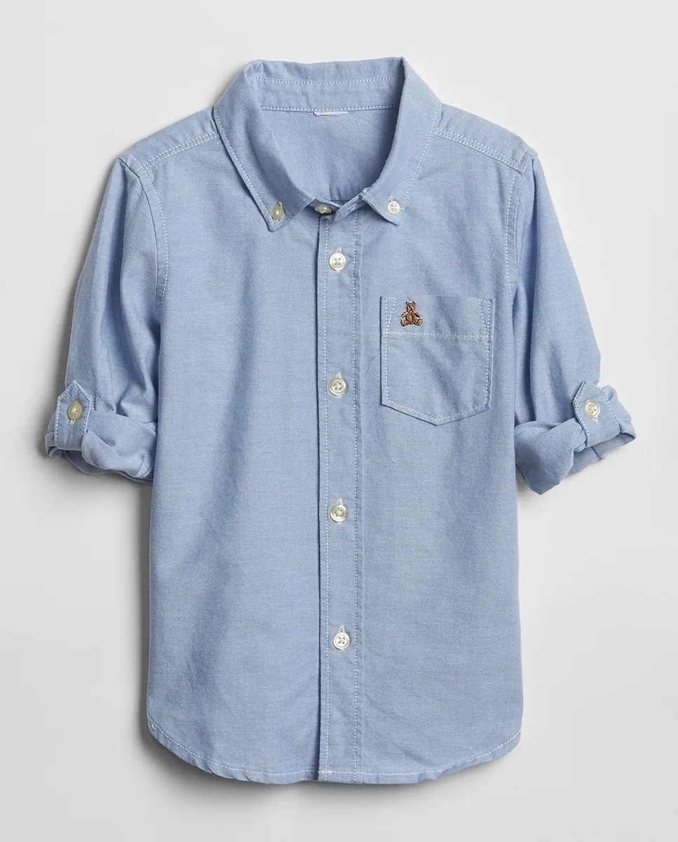 

Детская оксфордовская рубашка с коротким рукавом Gap, синий