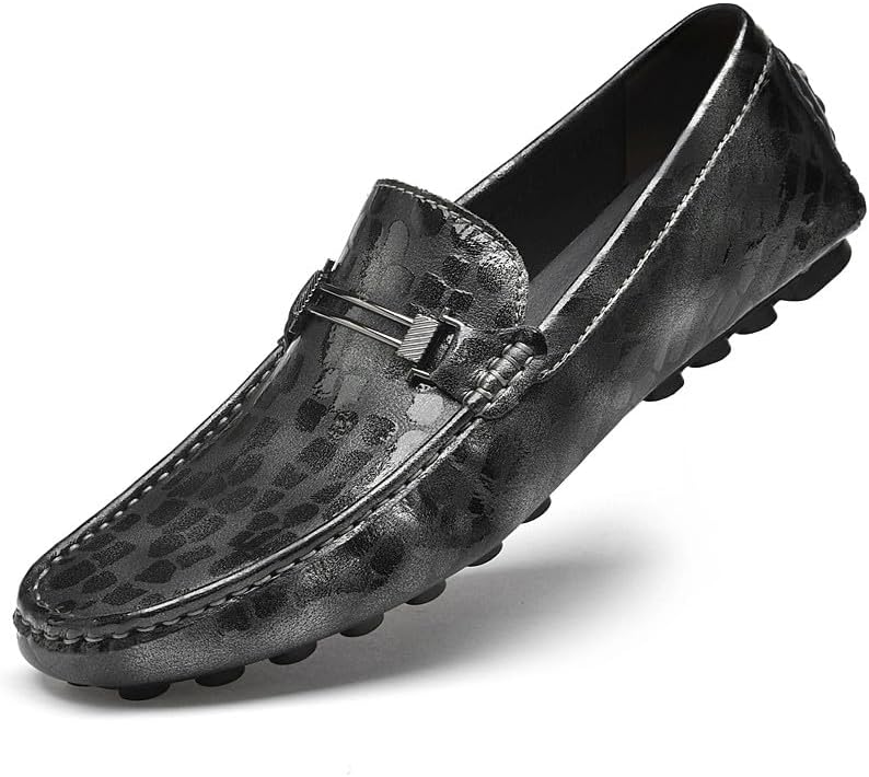 

Мужские мокасины Santimon из натуральной кожи с декором в виде металлической пряжки, повседневные легкие туфли для вождения и прогулок, серый