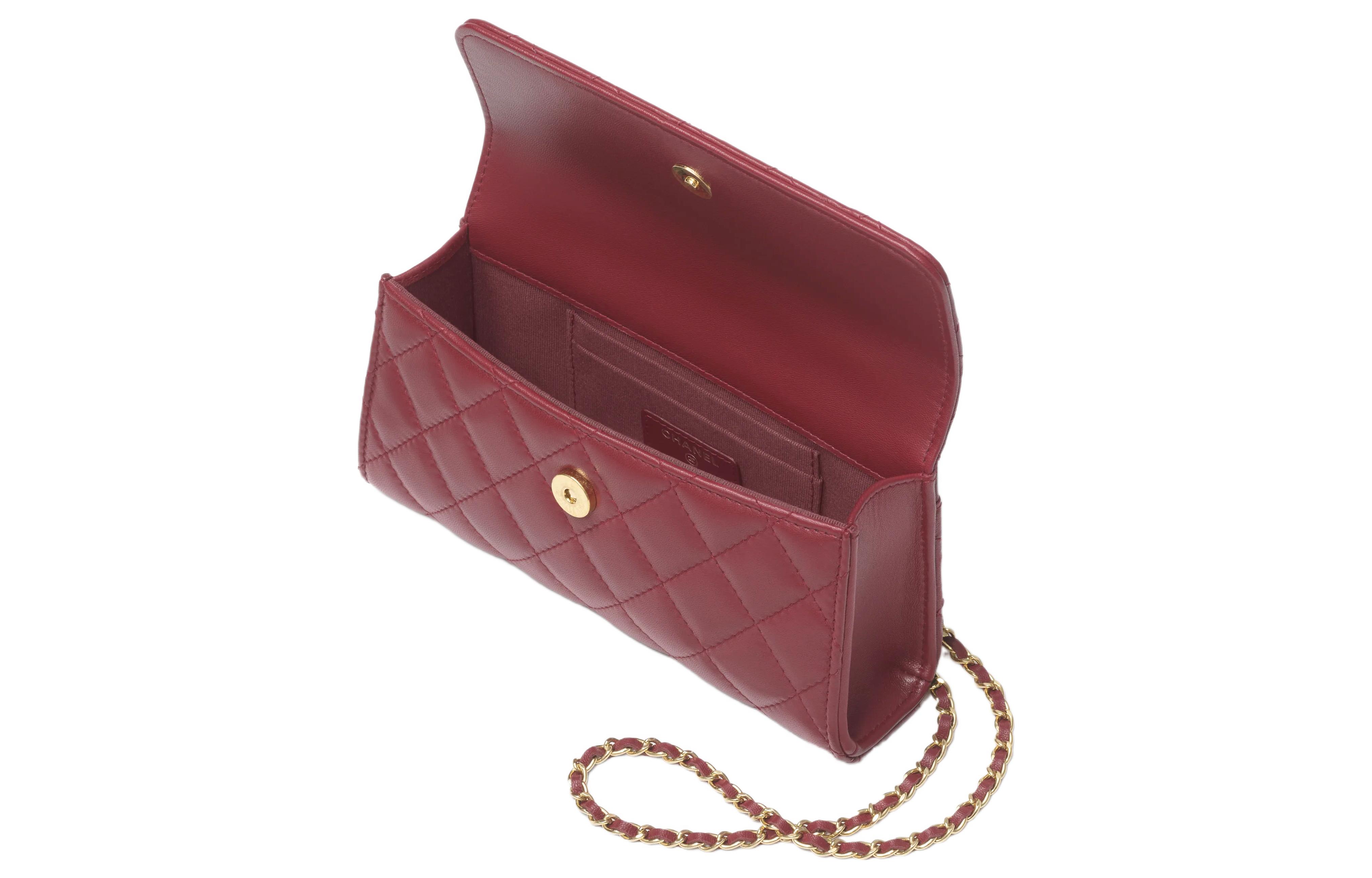 Кожаный чехол для телефона, Сумка, Плечевая сумка, Кросс-боди CHANEL Бордовый — фото 3