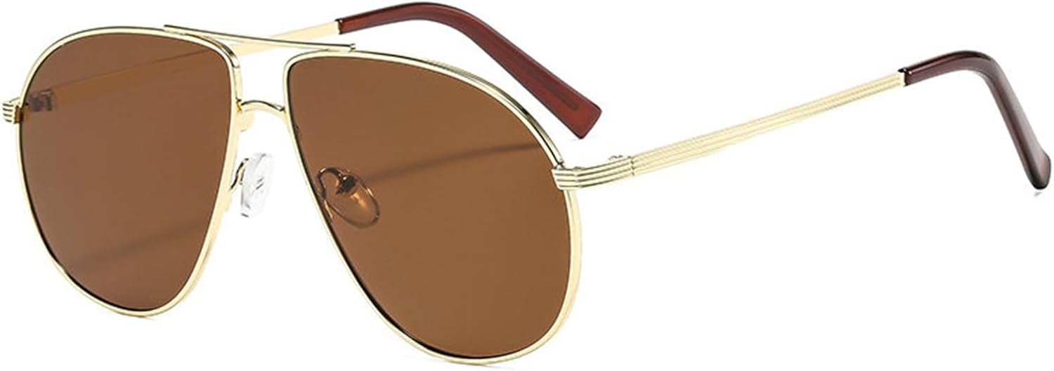 

Солнцезащитные очки Willochra Retro Gold Pilot для женщин и мужчин, модель 2025, металлические, увеличенного размера, градиентный оттенок шампанского, защита от ультрафиолета UV400, C3