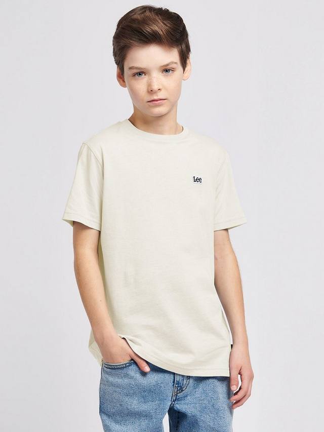 

Детская футболка из хлопка с нашивкой Lee, White Asparagus