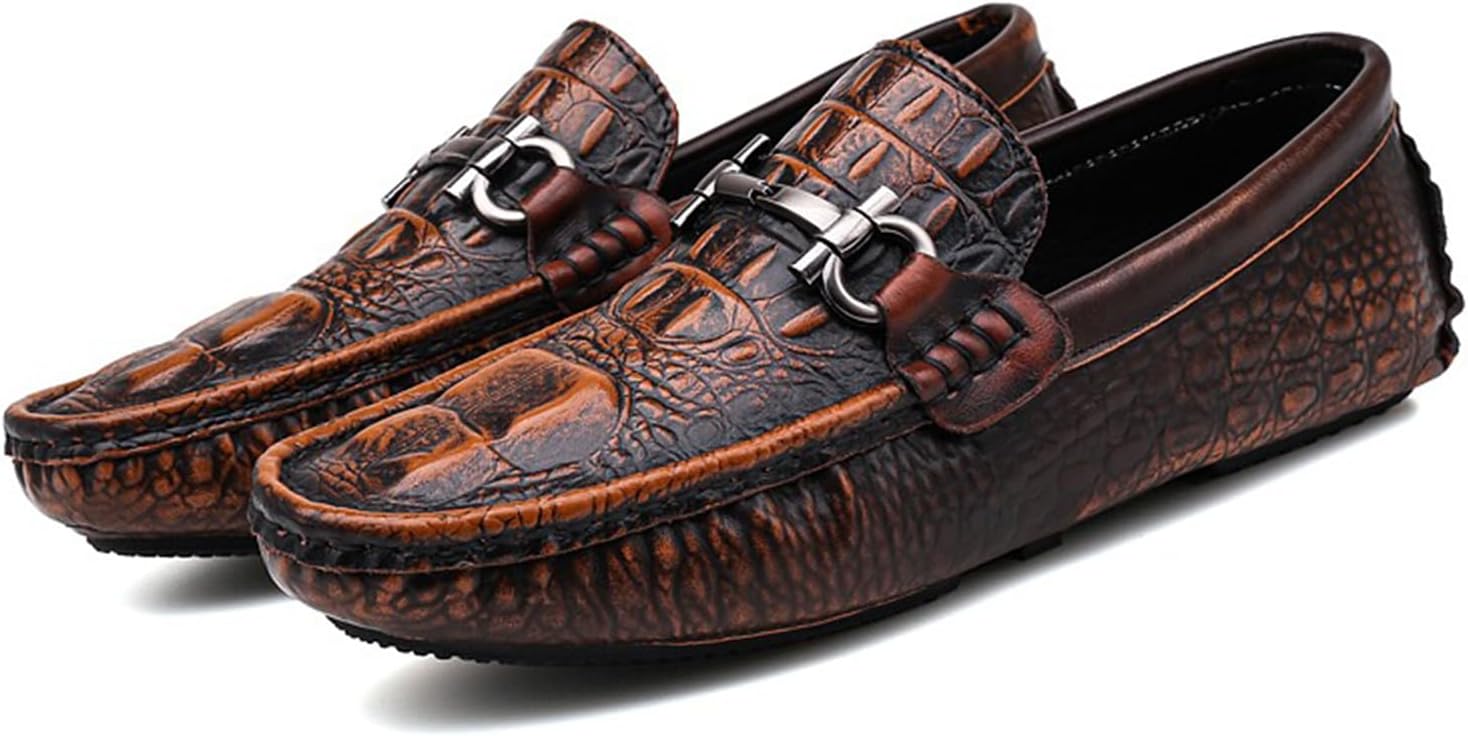 

Кожаные лоферы Dacnakby Men's Crocodile Pattern, коричневый