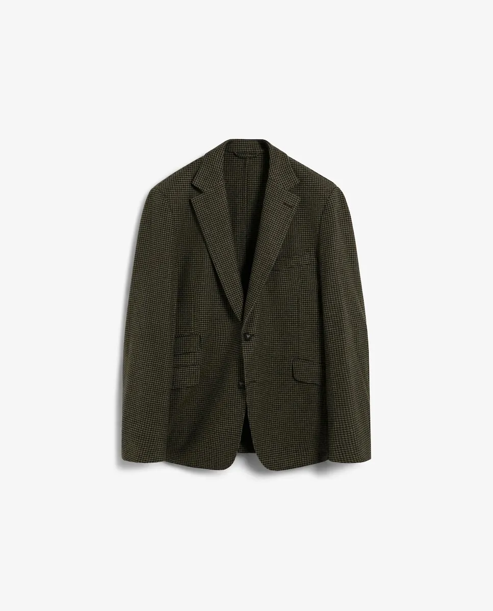 

Мужская рубашка прямого кроя с узором «гусиная лапка» Scalpers, хаки