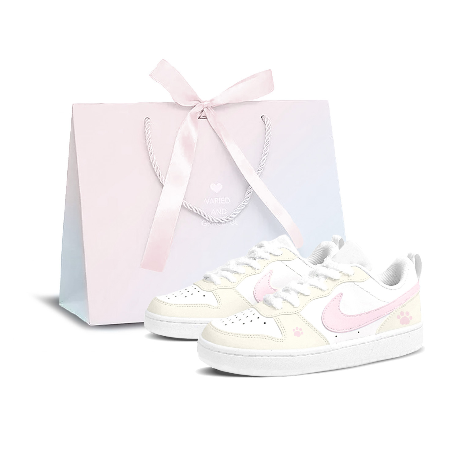 Nike Детские кроссовки для скейтбординга Court Borough Pink Bubbles с нескользящей подошвой для подростков — фото 2