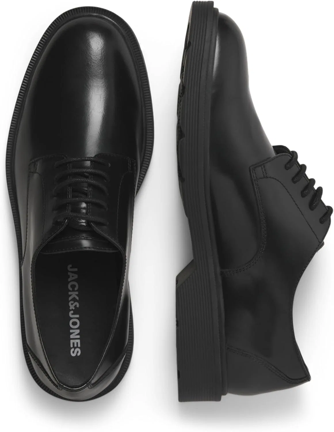 Мужские кожаные туфли на шнуровке Jack & Jones Jfwdax Styd Noos, Charcoal — фото 3