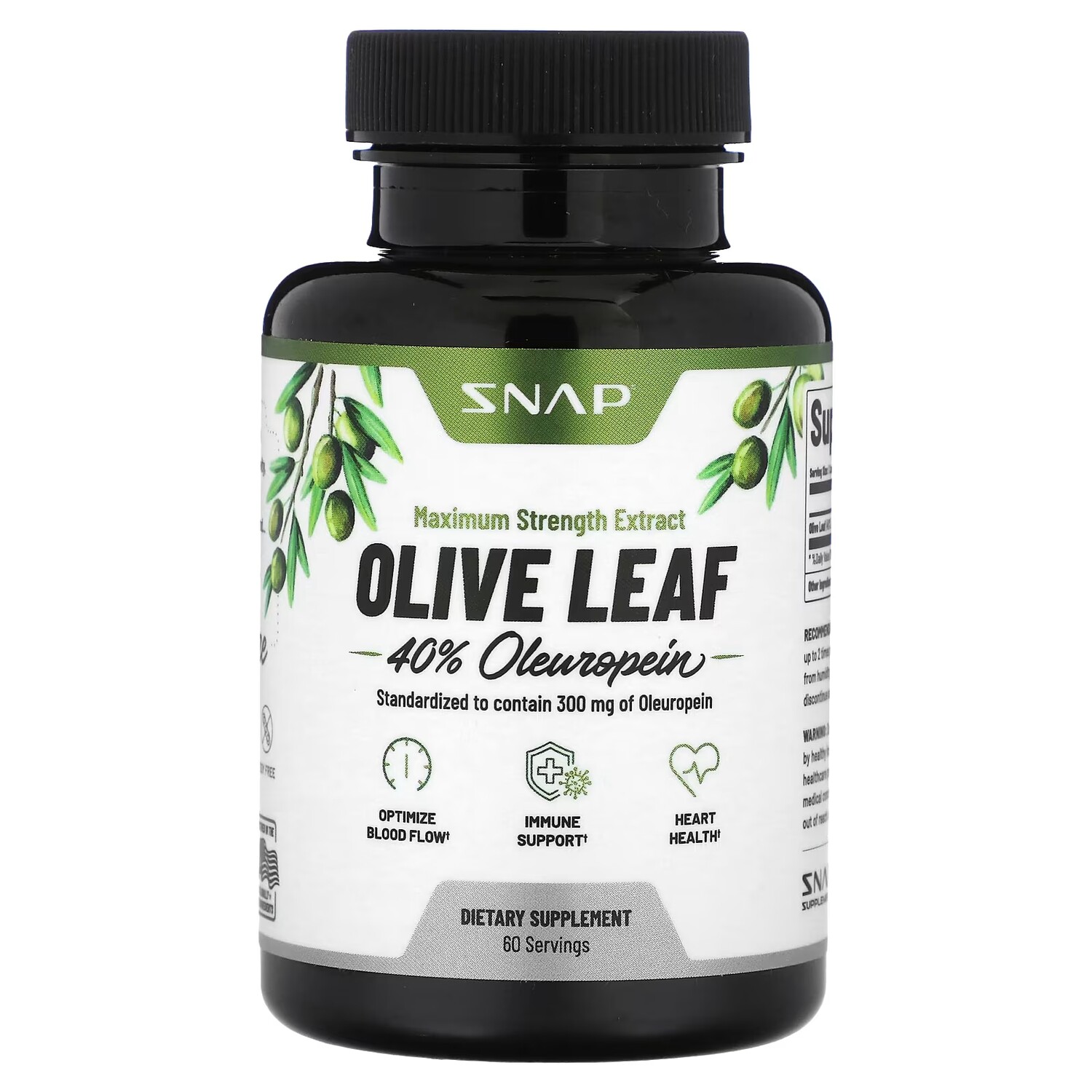 

Добавка Snap Supplements Olive Leaf максимальная сила, 60 капсул