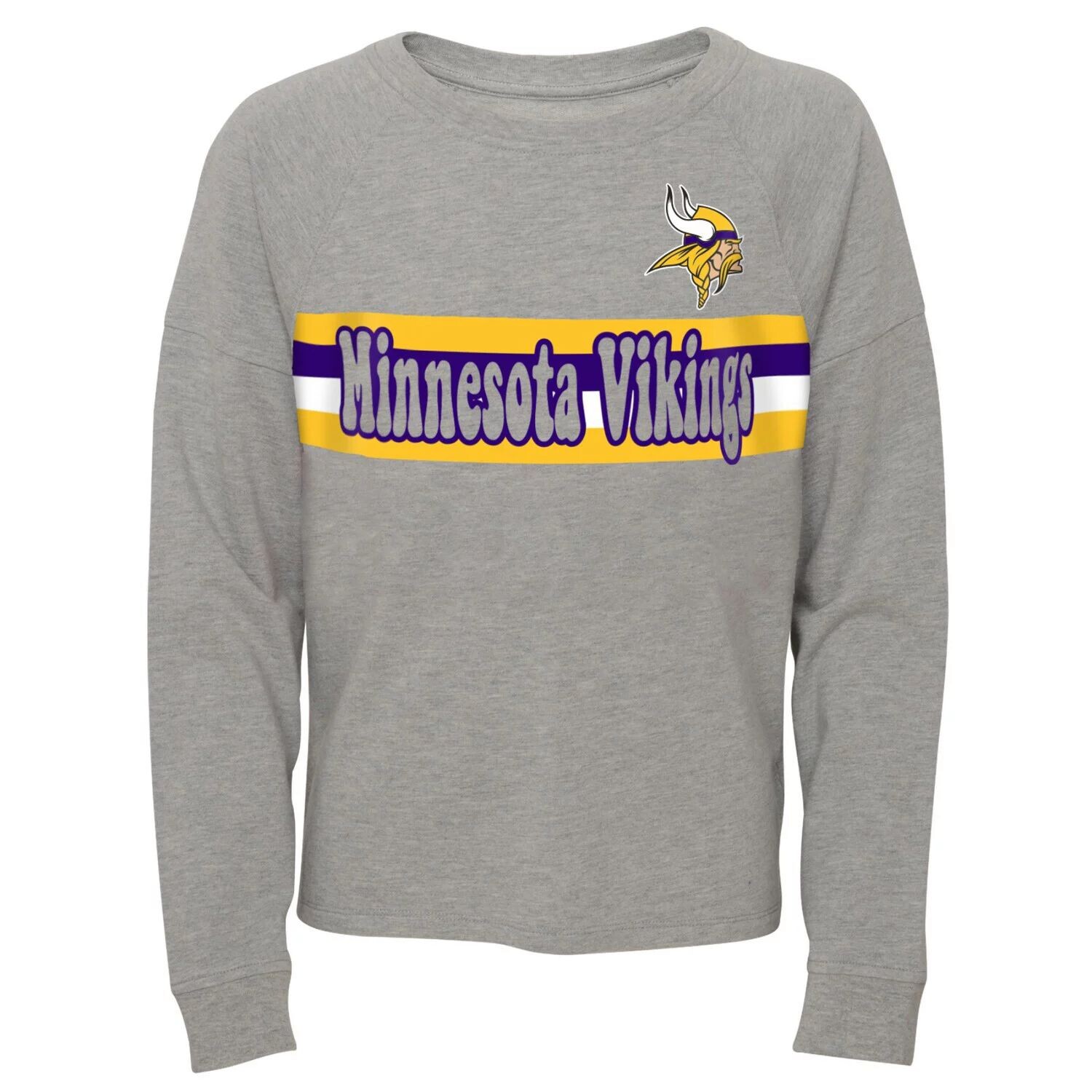 

Серая полосатая футболка с длинными рукавами реглан Minnesota Vikings Juniors Heathered Outerstuff, Серый, Серая полосатая футболка с длинными рукавами реглан Minnesota Vikings Juniors Heathered Outerstuff