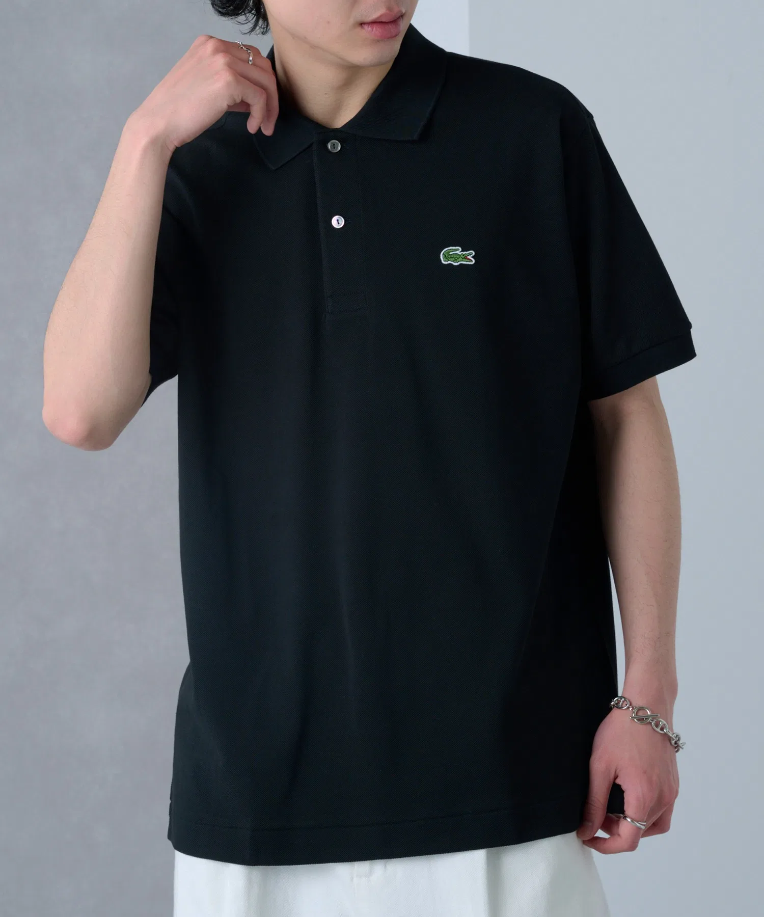 Поло Lacoste L1212, классический крой, однотонный