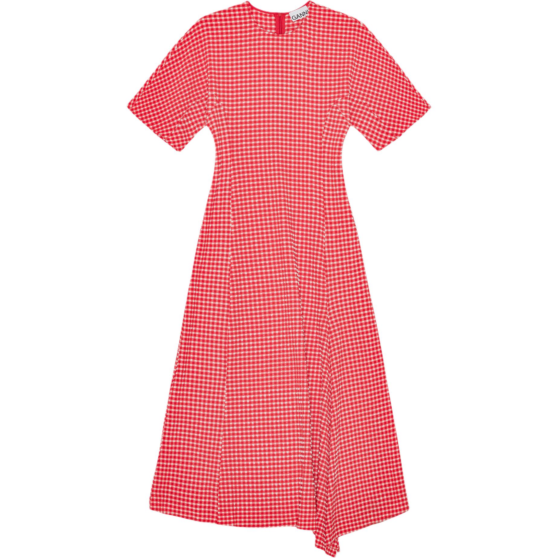 

GANNI Женское платье с коротким рукавом Race Red