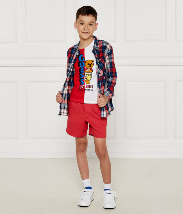 Футболка детская Guess хлопковая с рисунком, мультиколор — фото 2