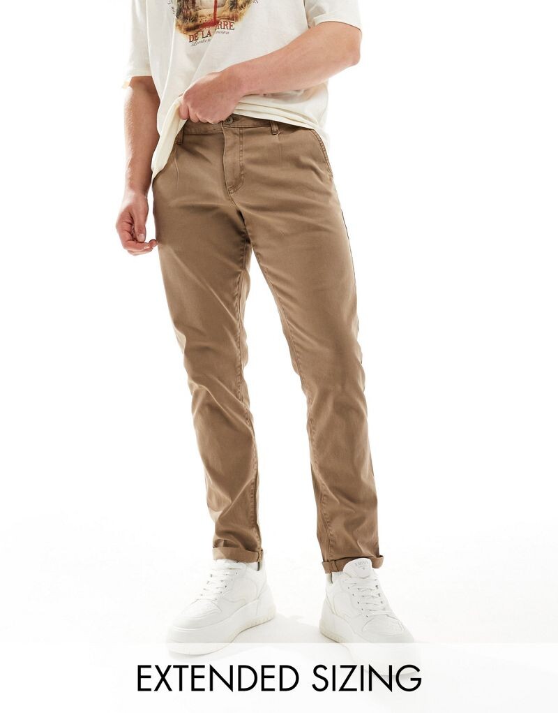 

Бежевые узкие брюки-чиносы ASOS DESIGN