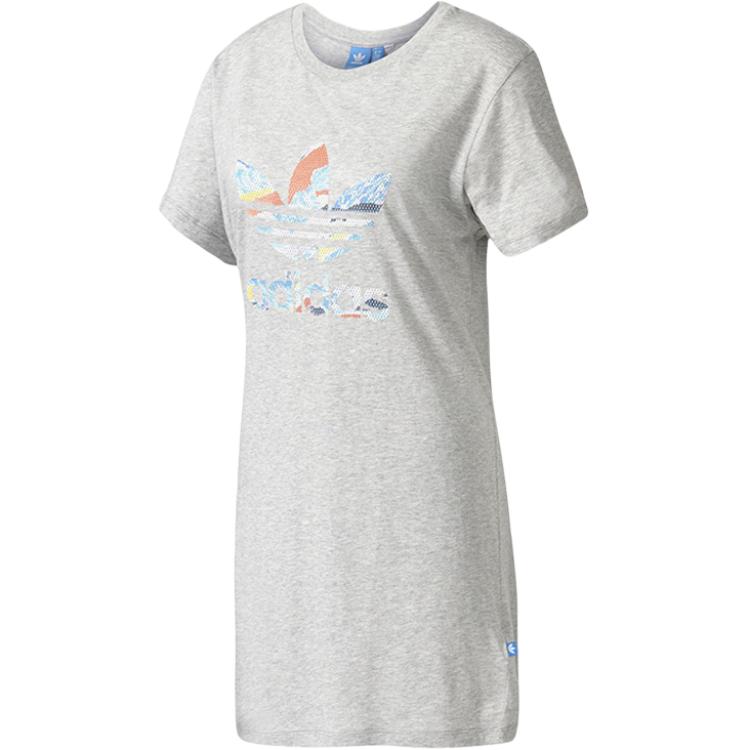 

Женское серое платье с короткими рукавами Adidas Originals, серый