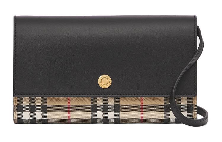 

Burberry Винтажная кожаная сумка через плечо с тканевыми вставками