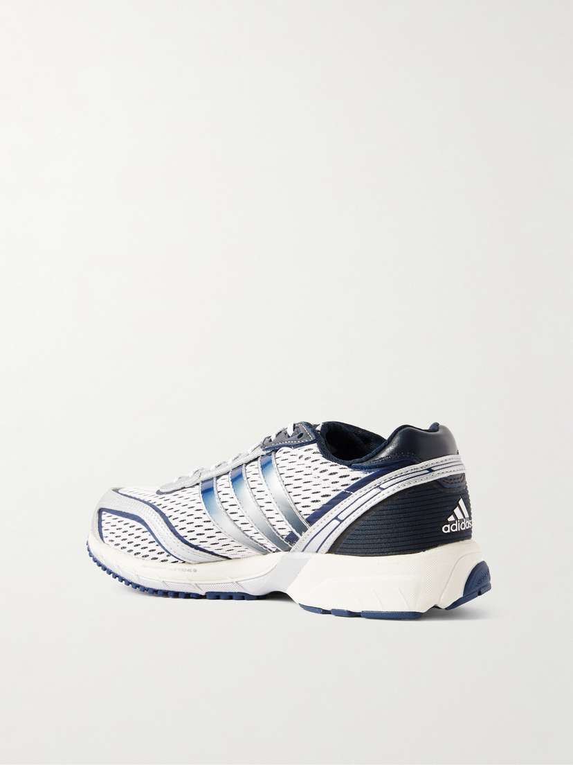 Спортивные и роскошные кроссовки Adizero Adios из резины и кожи с сетчатой отделкой Adidas Originals, синий — фото 3