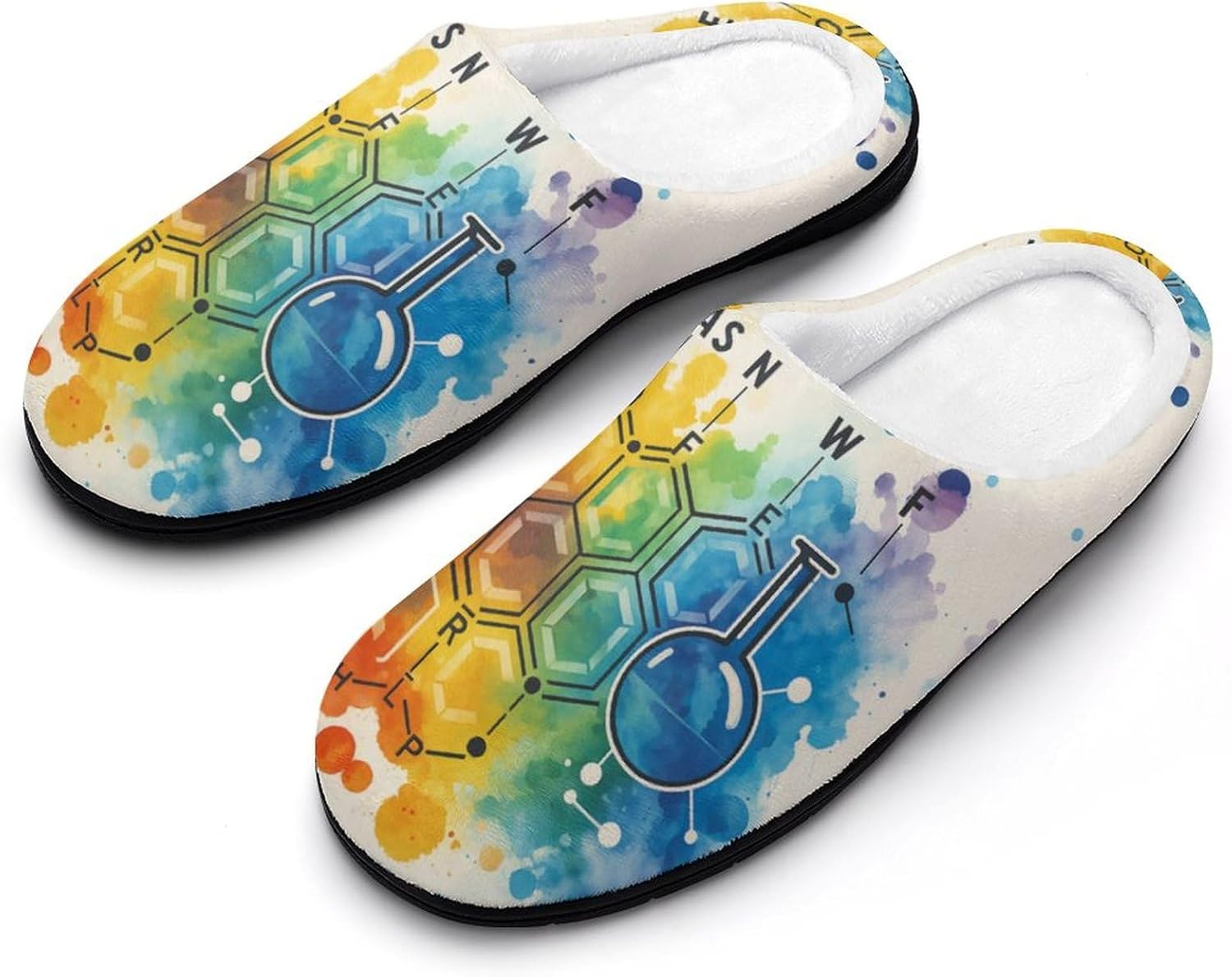 

Домашние тапочки KKdskkds из хлопка для мужчин, с противоскользящим покрытием, уютные, теплые, дышащие, Watercolor Rainbow Periodic Table Elements