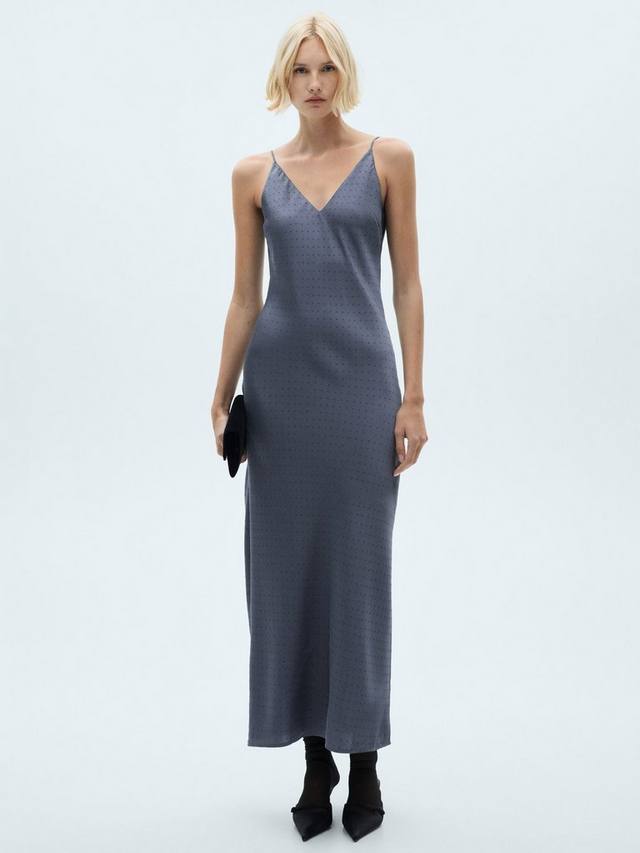 

Атласное платье с крестиком и стразами Mango, цвет Open Grey