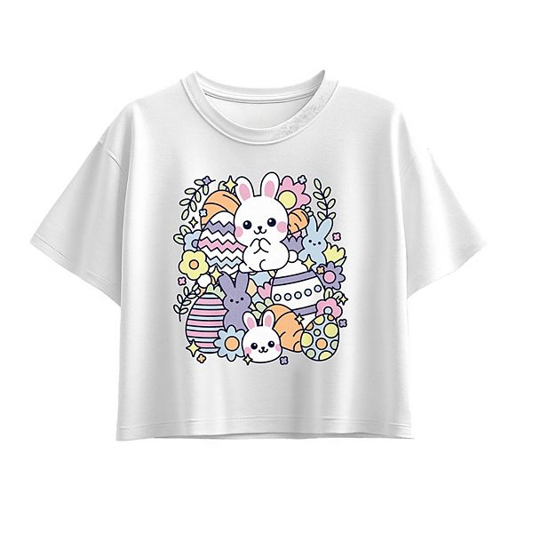

Футболка boxy для девочек 7-16 лет с принтом easter sticker collage Licensed Character, White