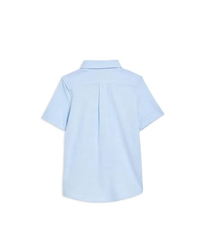 Рубашка трикотажная оксфордская с коротким рукавом Polo Ralph Lauren Kids, Office Blue — фото 2