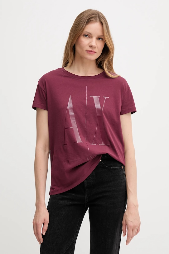 

Хлопковая футболка Armani Exchange, бордовый