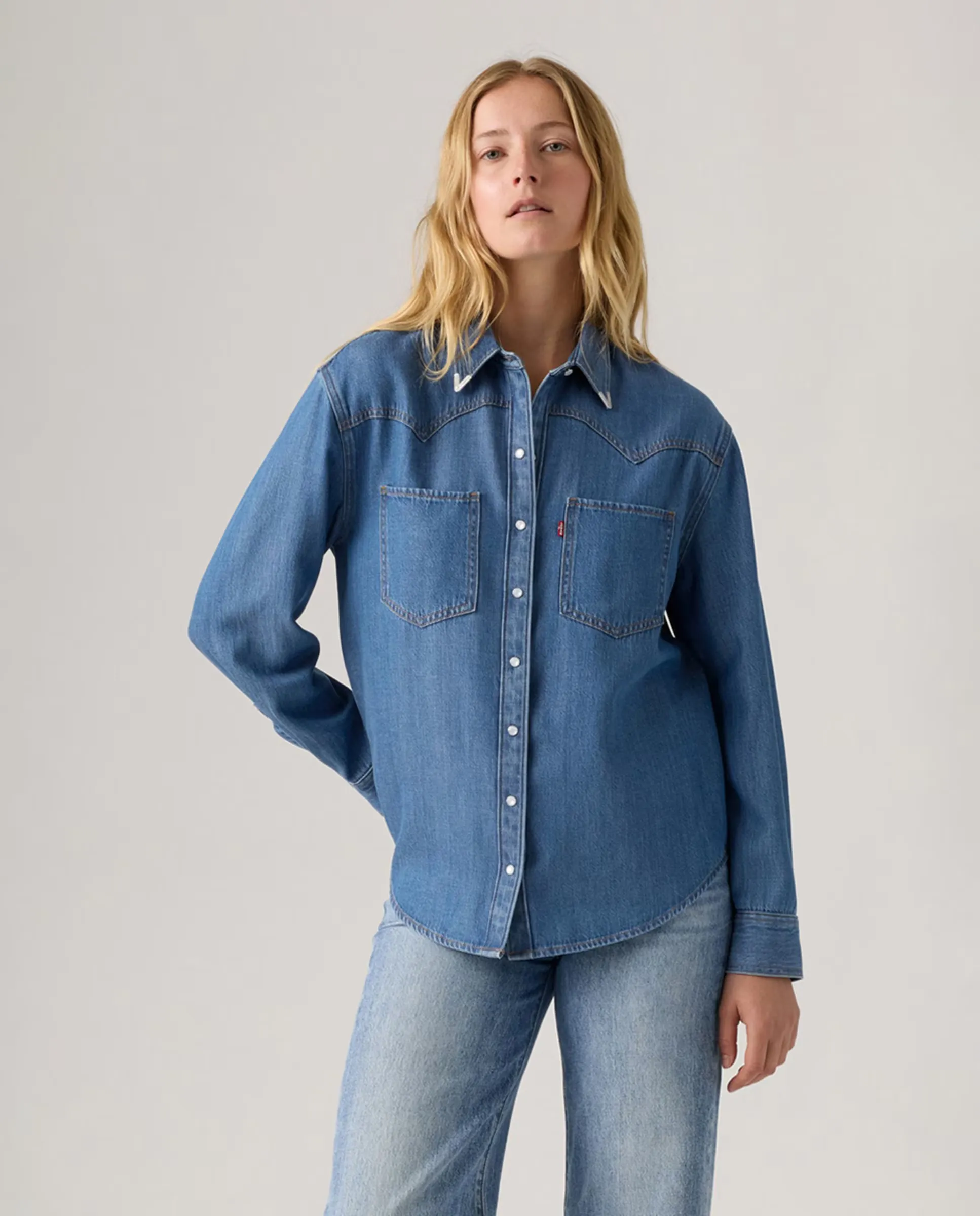 

Женская джинсовая рубашка с длинным рукавом Levi's, синий