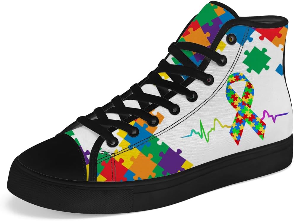 

Кеды на высокой подошве chebing с принтом «Аутизм», с шнуровкой, повседневная обувь, подарок для мужчин и женщин, поддержка осведомленности об аутизме, белый