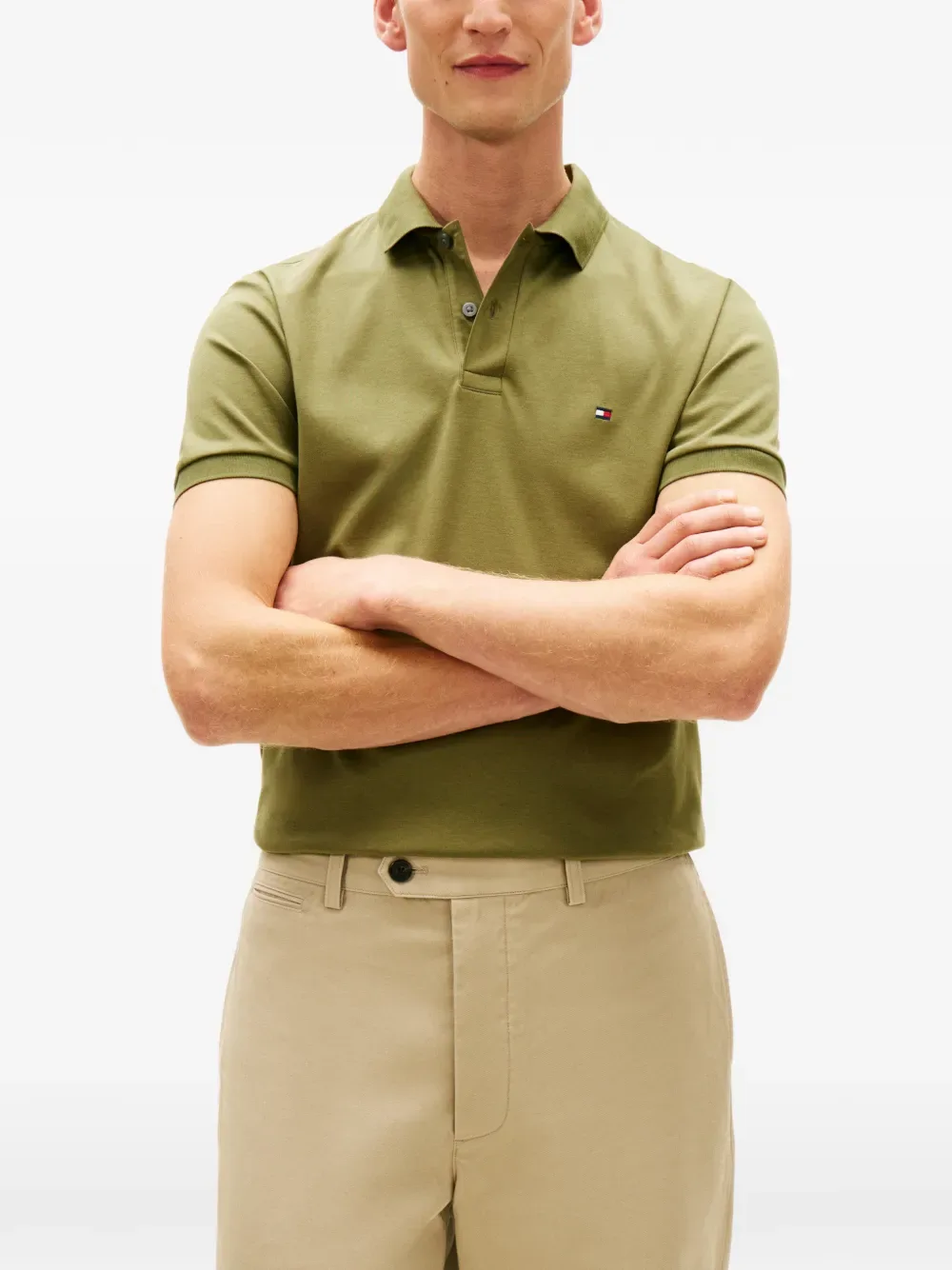 Поло с короткими рукавами и логотипом Tommy Hilfiger, зеленый — фото 3