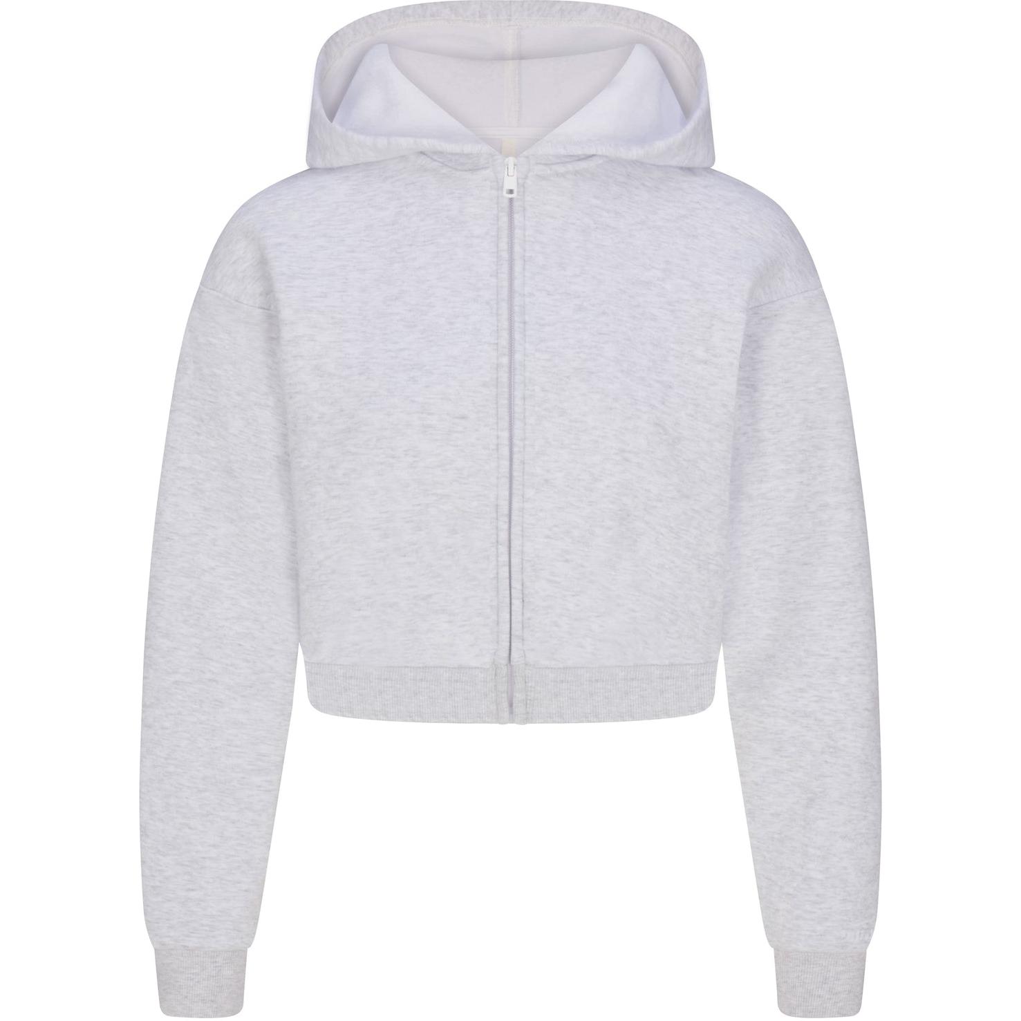 

SS25 Cotton Fleece укороченная молния худи Свитшот Women's Light Heather Grey/Light Heather Skims, светло-серый/светло-серый