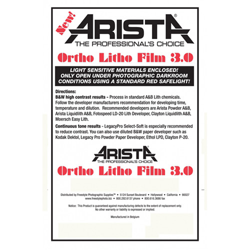 

Листовая пленка Arista Ortho Litho 3.0 Film (12 x 18", 10 Sheets) 531181