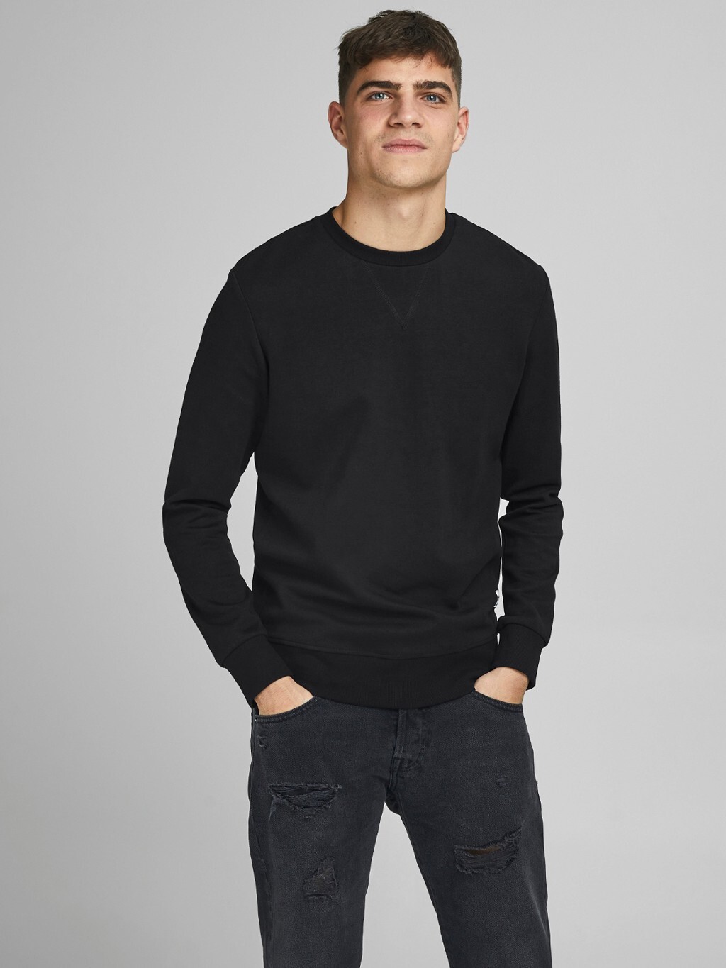 

Толстовка Jack & Jones Basic Sweater Langarm Rundhals Pullover JJEBASIC, черный