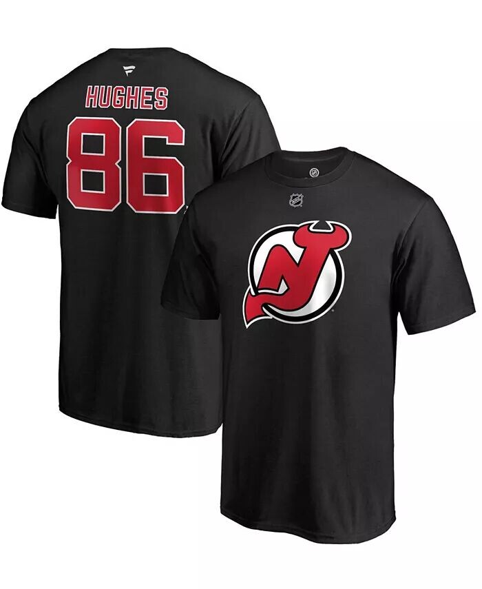 

Мужская черная футболка с именем и номером Jack Hughes New Jersey Devils Authentic Stack Fanatics
