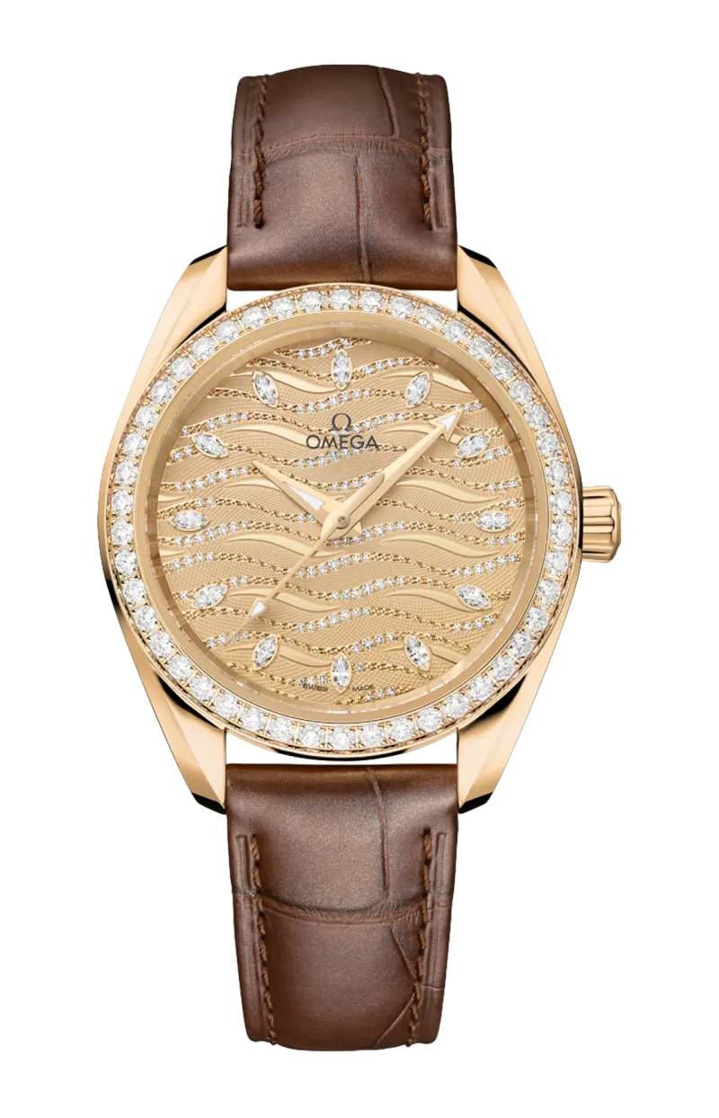 

Seamaster aqua terra 150м 34 мм, золото moonshine на коже - 220.58.34.20.99.008 OMEGA