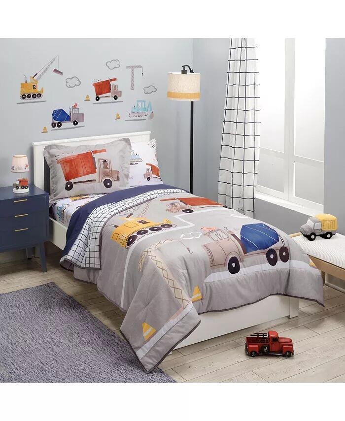

Комплект двойного одеяла и подушек Construction Zone Bedtime Originals, серый