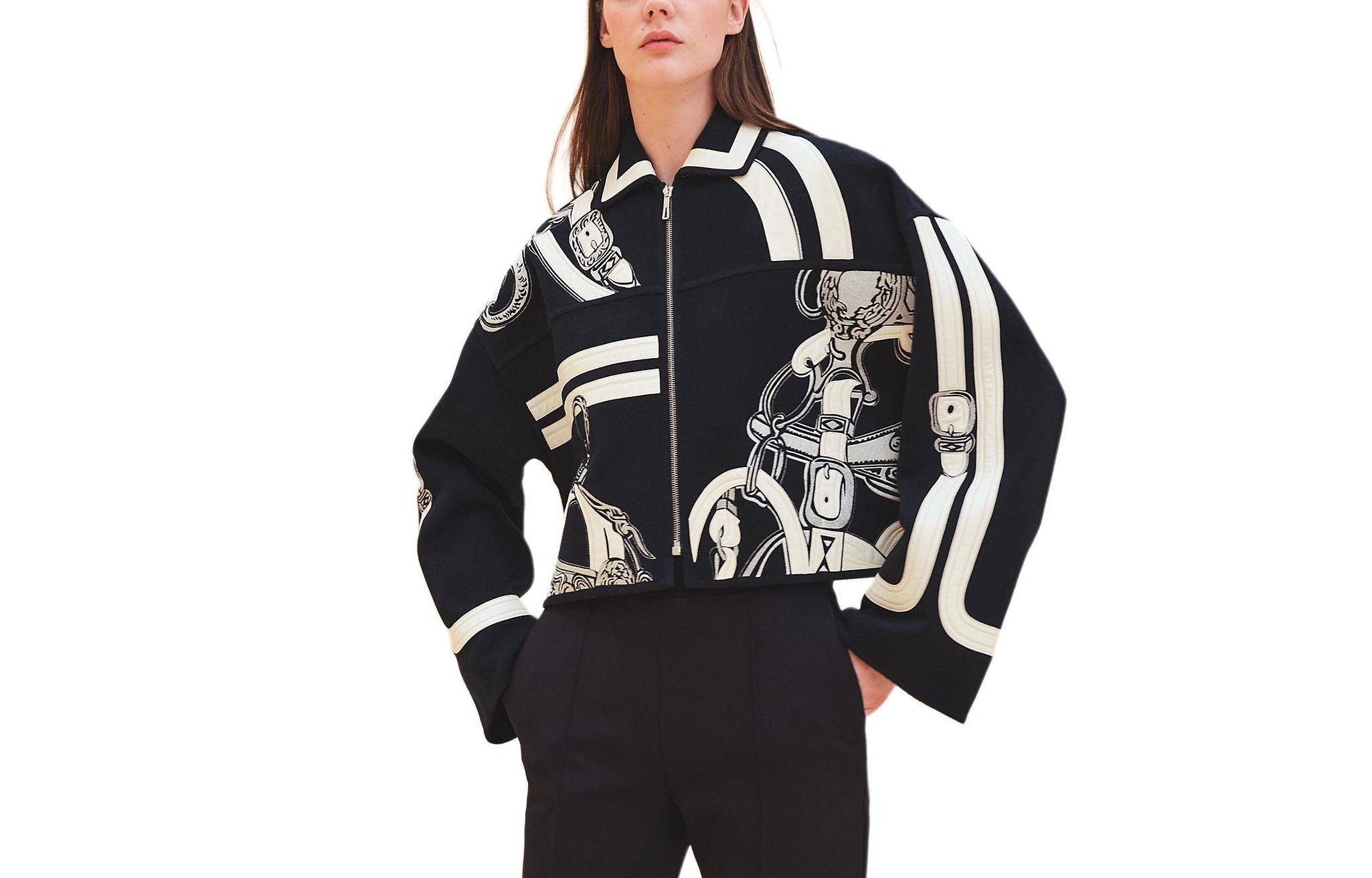 

Куртка на молнии HERMES 2010-х годов, черно-синяя
