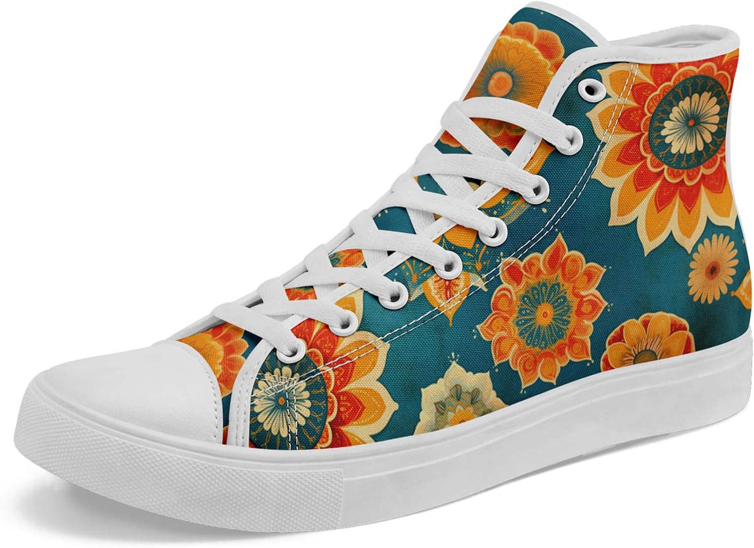 

Высокие кеды с цветочным рисунком для мужчин и женщин - стильные плоские кроссовки, удобные, дышащие, повседневная мода Awsole, белый/желтый/оранжевый