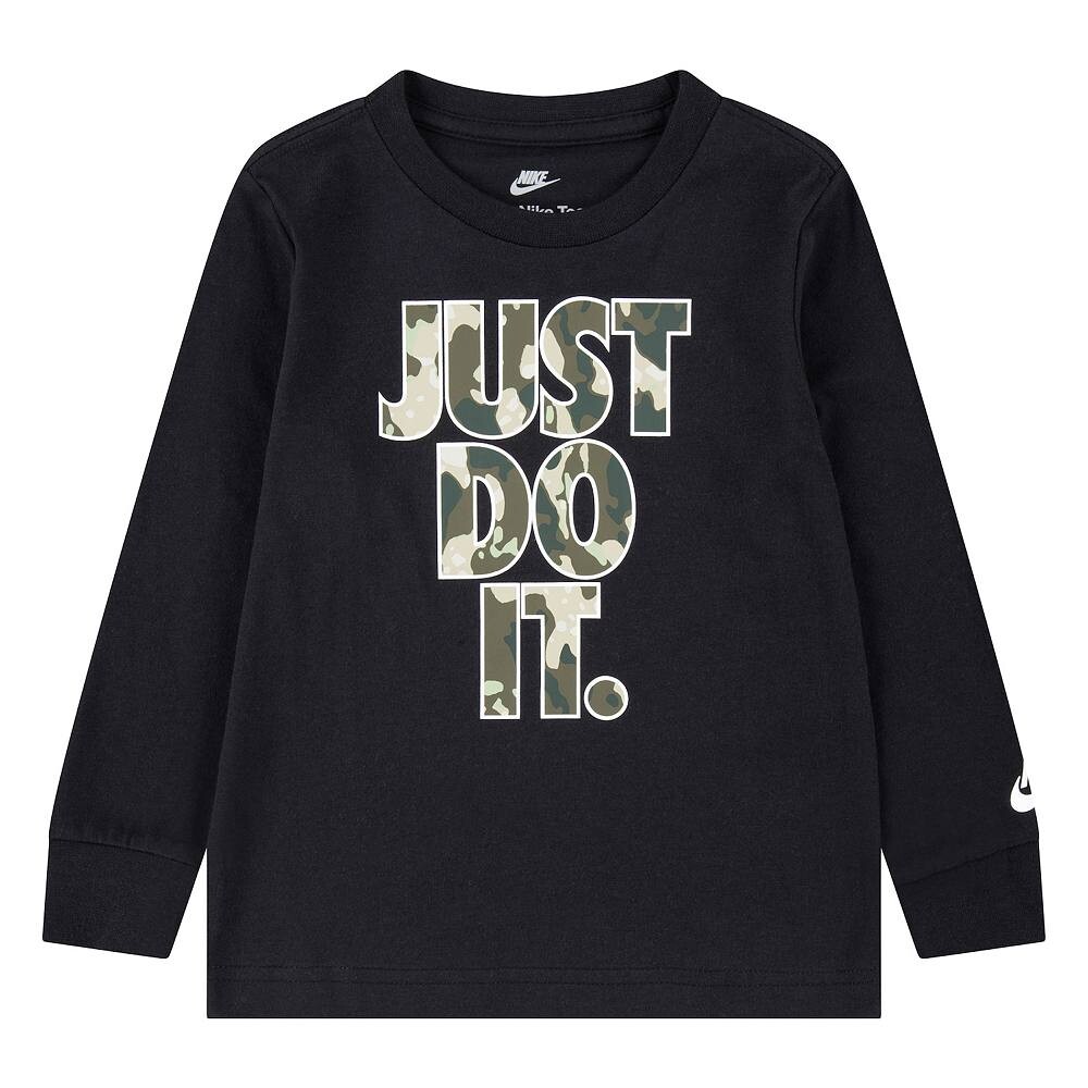 

Камуфляж Nike «Just Do It» для малышей и мальчиков. Футболка с длинным рукавом, черный