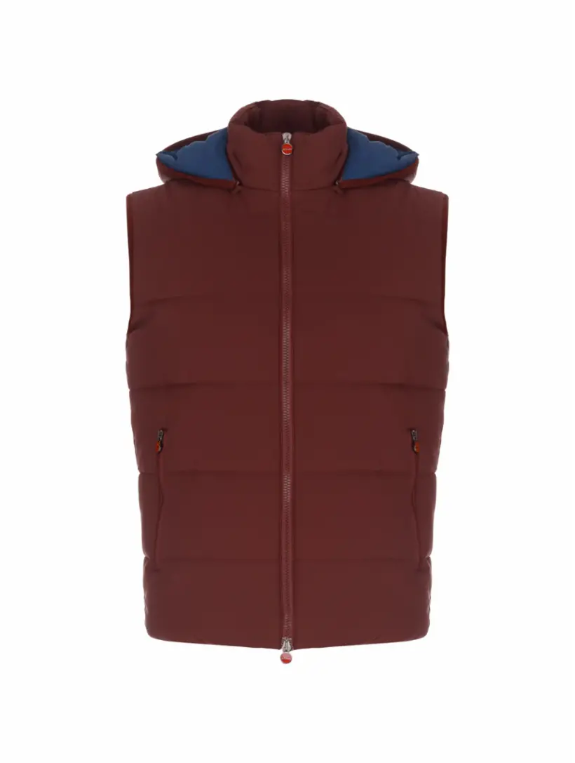 

Стеганый жилет с капюшоном Kiton, бордовый