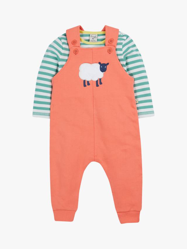

Детский комбинезон и боди из хлопкового флиса с овечками Frugi, Cantaloupe/Multi