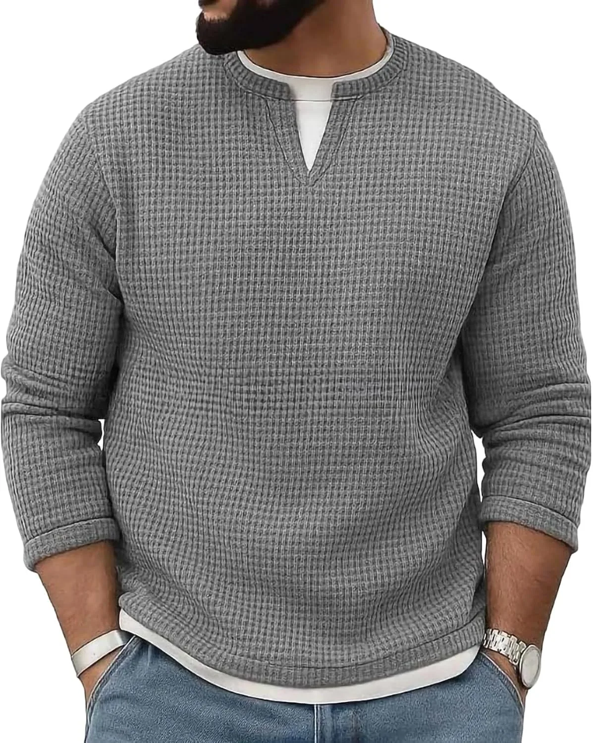 

Мужская термофутболка с длинным рукавом и круглым вырезом, Slim Fit, Heavyweight