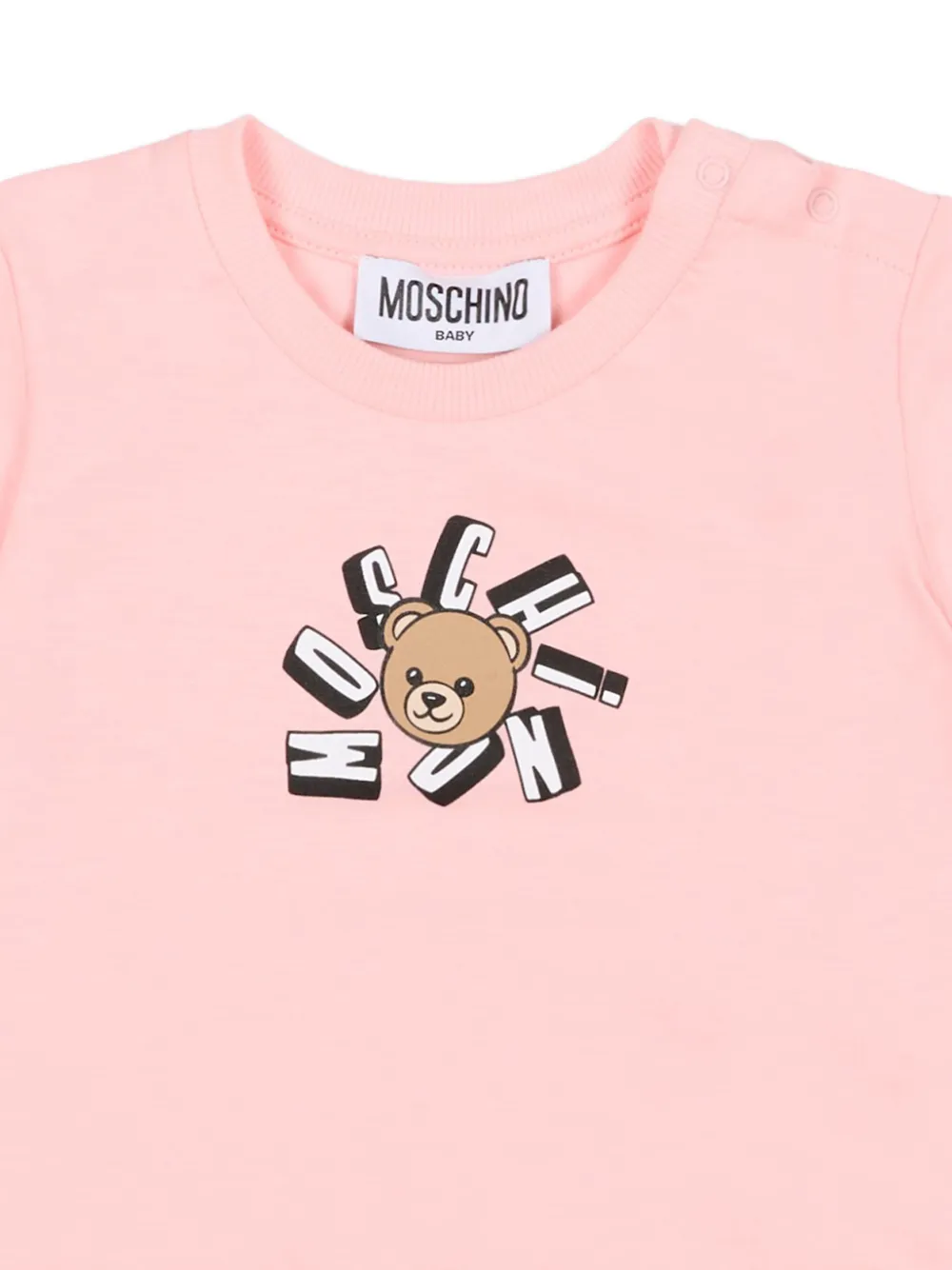 Футболка с принтом логотипа Moschino Kids, розовый — фото 3
