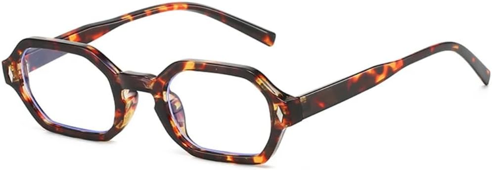 

Ретро солнцезащитные очки в форме многоугольного прямоугольника для женщин, защита от УФ-излучения UV400, модные линзы с прозрачным градиентом, для мужчин, ретро оправа с заклепками TKKTLLT, Leopard Clear