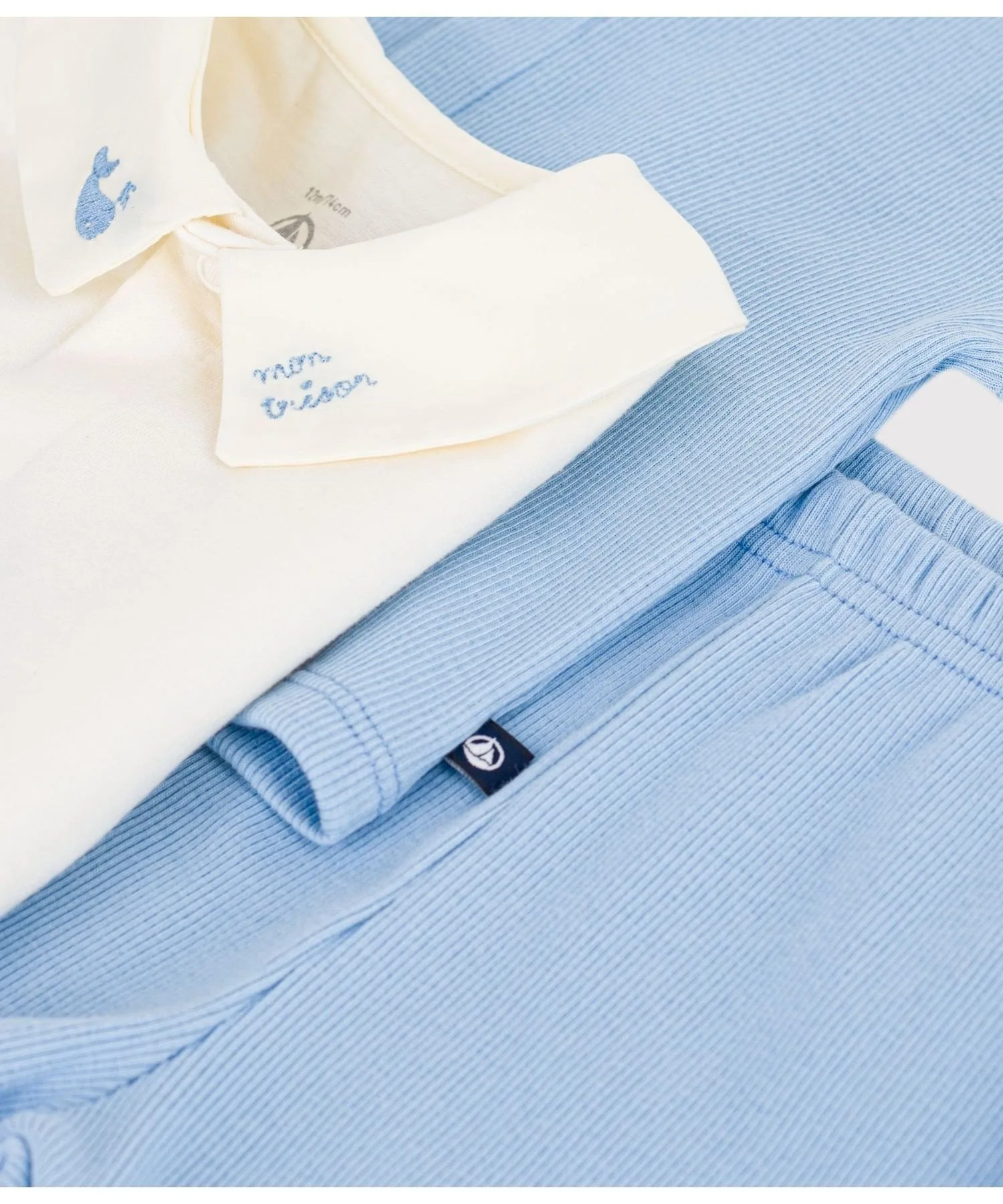 Детский хлопковый комплект из 3 предметов PETIT BATEAU, Light blue — фото 4