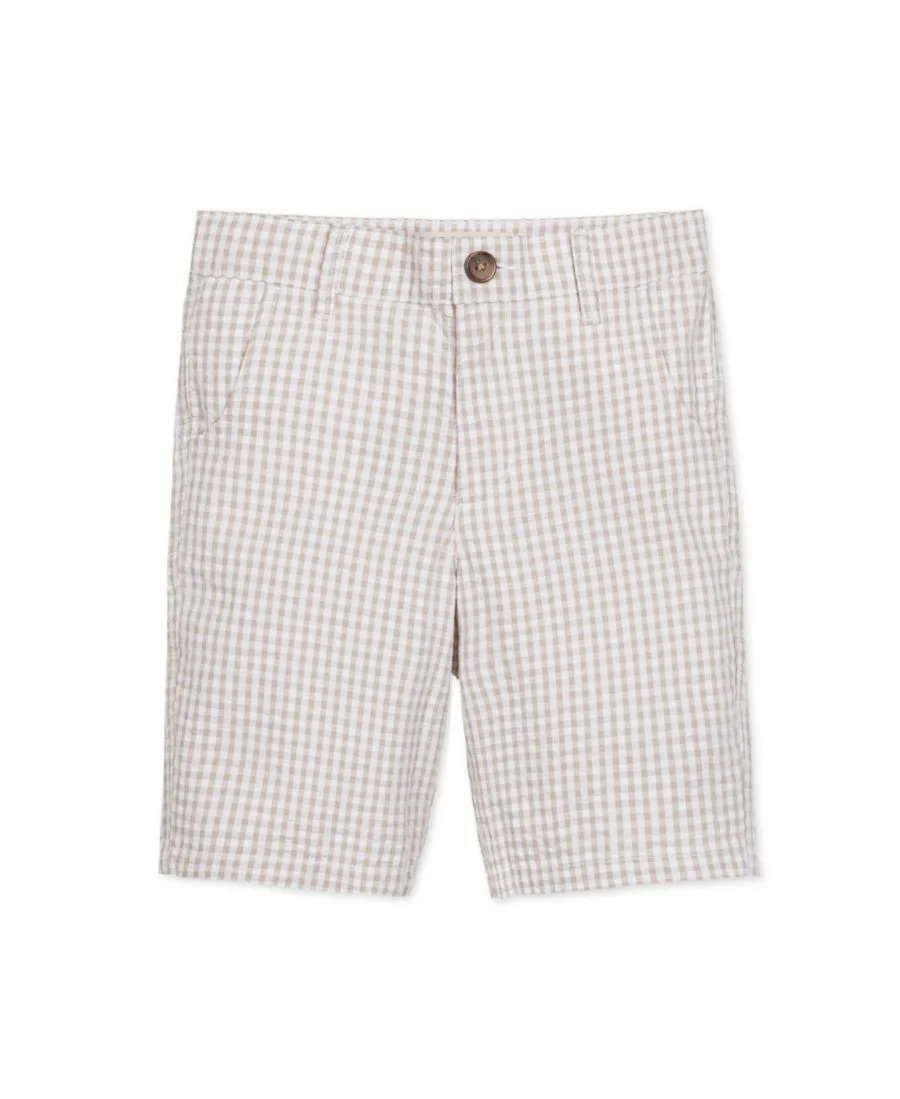 Детские шорты из органического сирсакера для мальчиков Hope & Henry, Taupe Gingham Seersucker