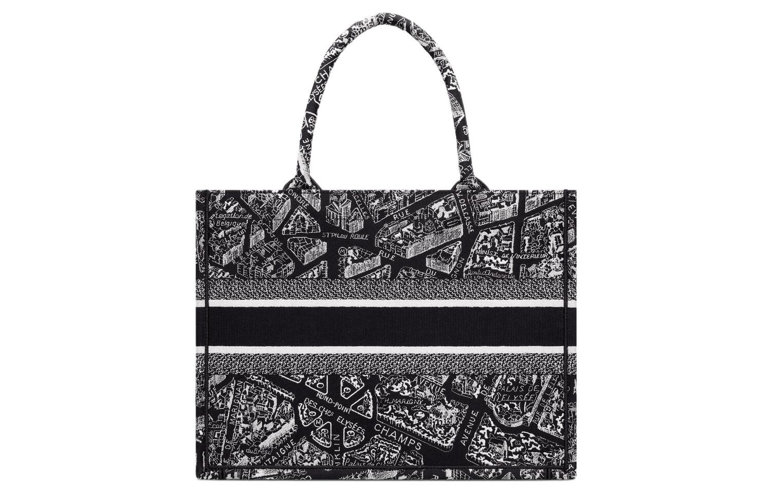 DIOR BookTote Embroidery Tote Bag, Shopping Bag, Handbag Medium Women's Black/White — фото 4
