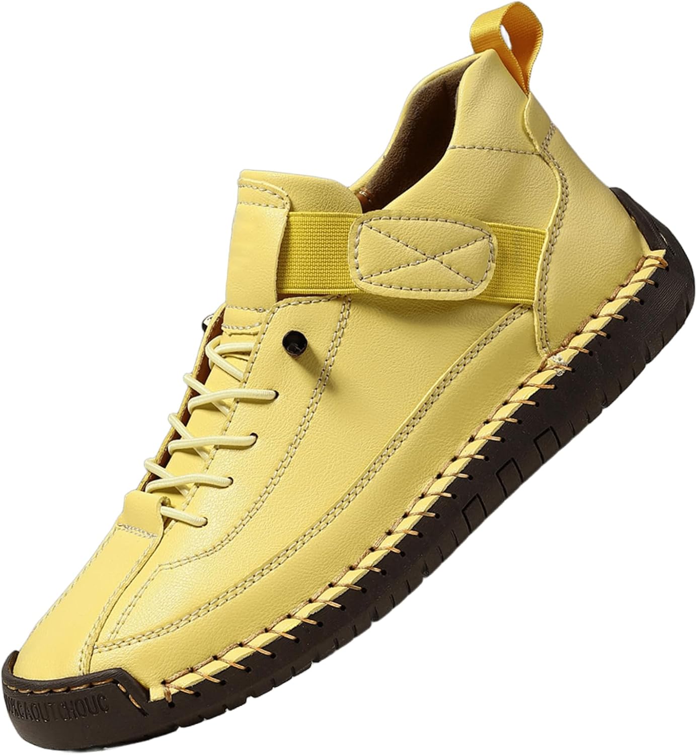 

Мужские кожаные ботинки-чукка на щиколотку, ручная работа, удобная кожаная обувь, слипоны с мягкой ортопедической поддержкой для походов, кемпинга и вождения Generic, желтый