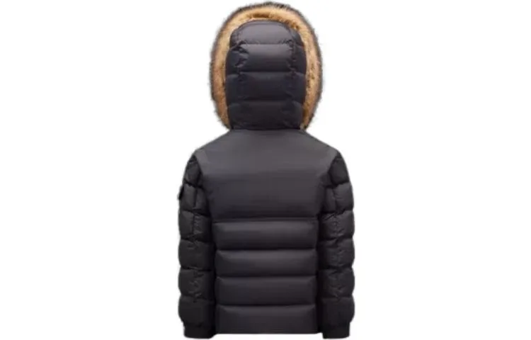 Детская пуховая куртка с капюшоном Moderate Moncler, черный — фото 4