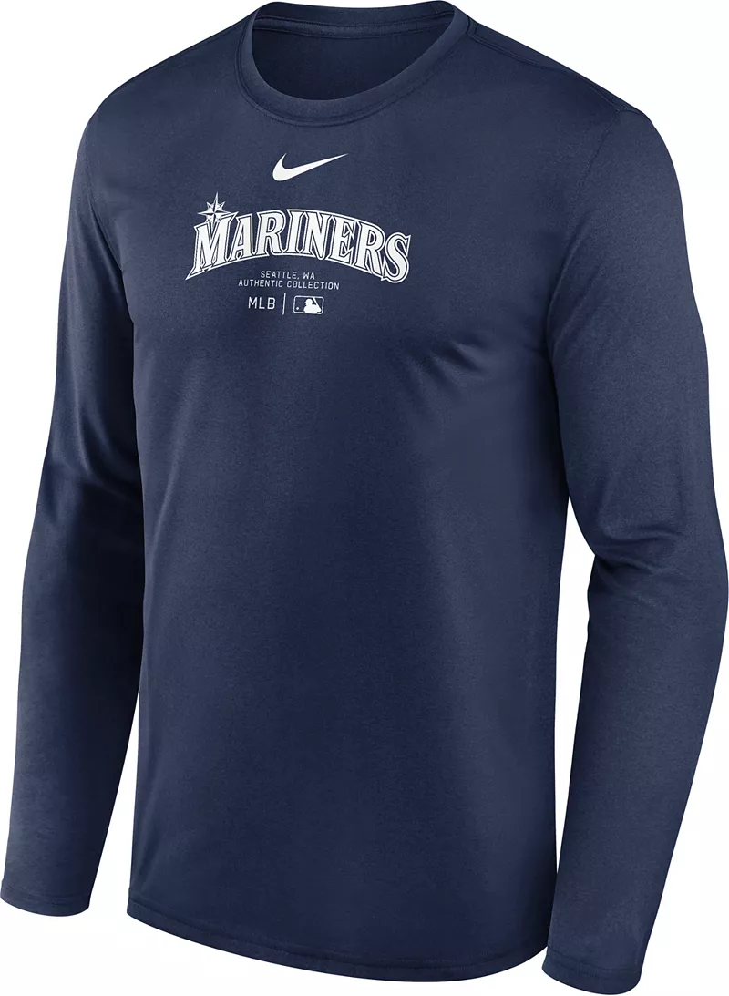 

Мужская футболка с длинным рукавом Nike Seattle Mariners Navy Authentic Collection Issue